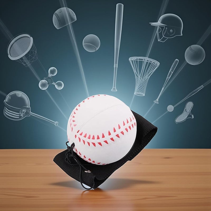aoukoslt Wrist Return Ball, Sports Wrist Ball, Baseball On A String Rubber Rebound Wristband, Durable Elastic String Attached Rebound Balls - Image 2